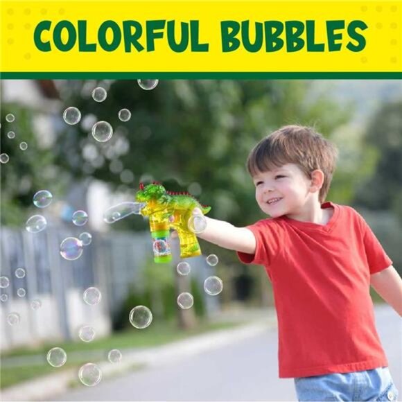 Dinosaur Bubble Machine for Kids 3-5. Dino Bubble Gun LED Lights - Picture 2 of 7